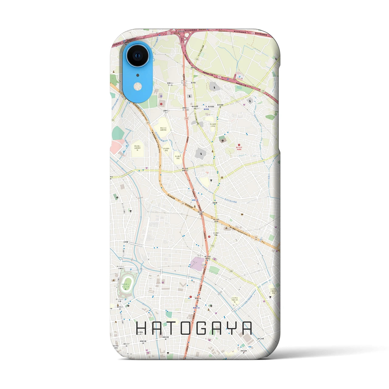 【鳩ヶ谷(埼玉県)】地図柄iPhoneケース(バックカバータイプ)