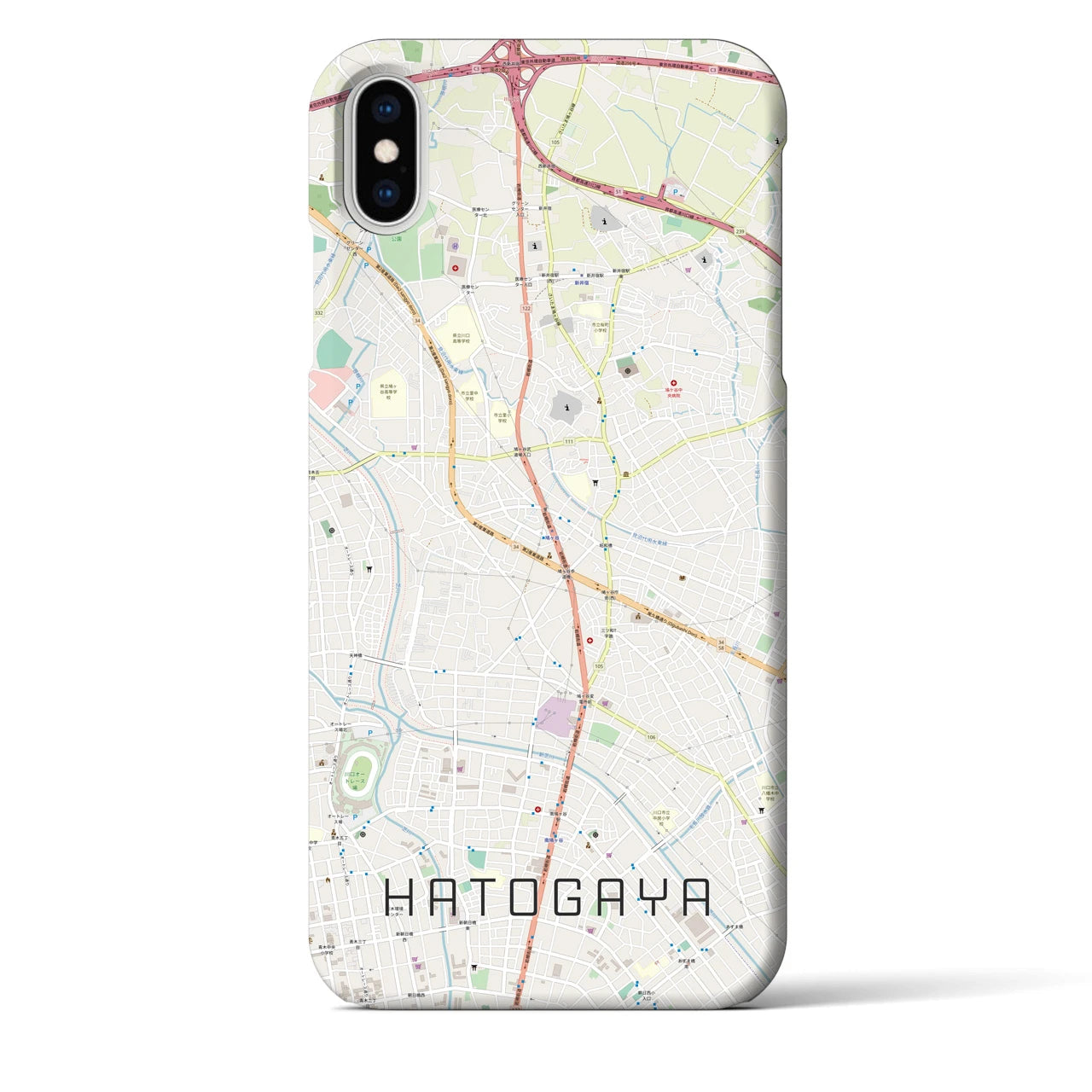【鳩ヶ谷(埼玉県)】地図柄iPhoneケース(バックカバータイプ)
