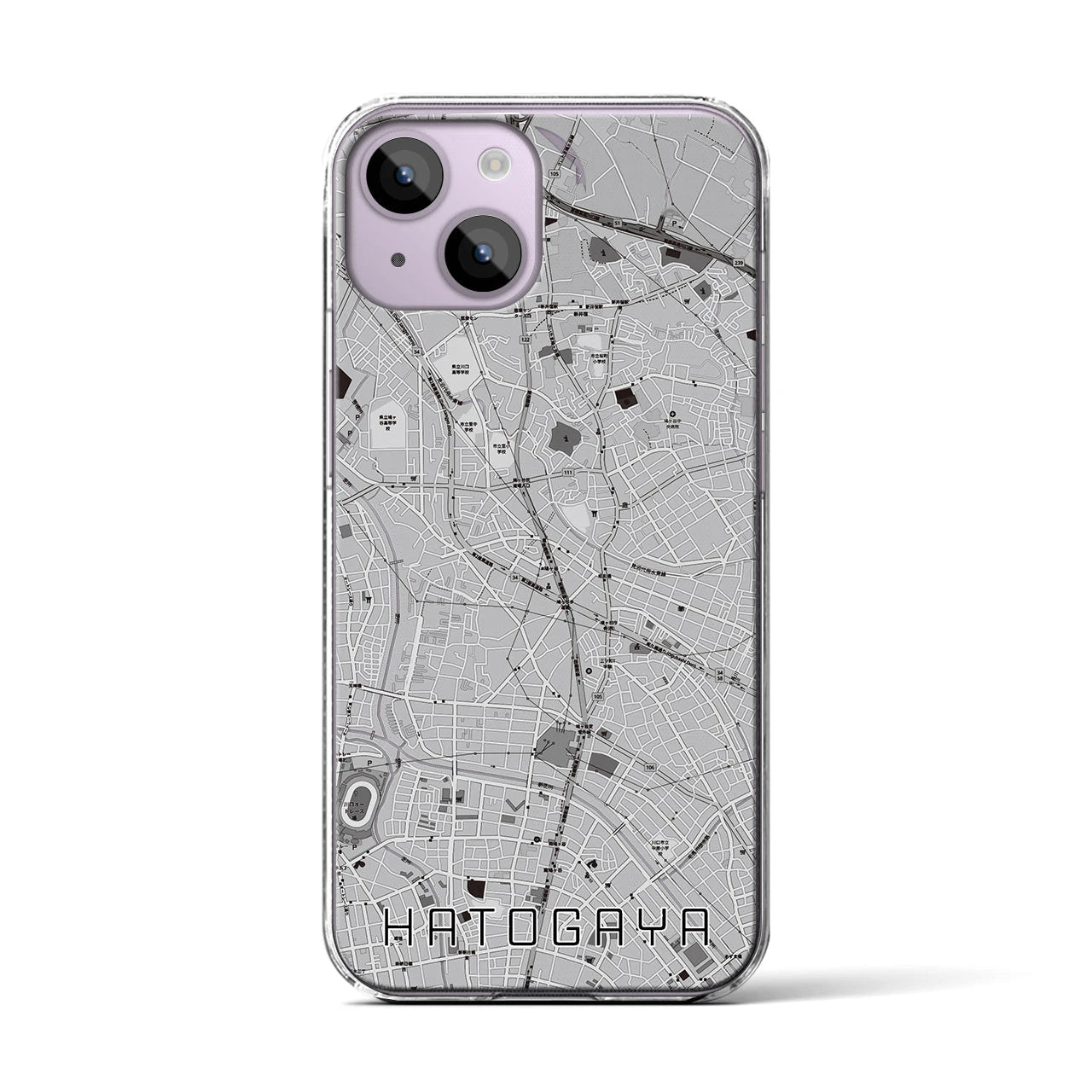 【鳩ヶ谷(埼玉県)】地図柄iPhoneケース(クリアタイプ)