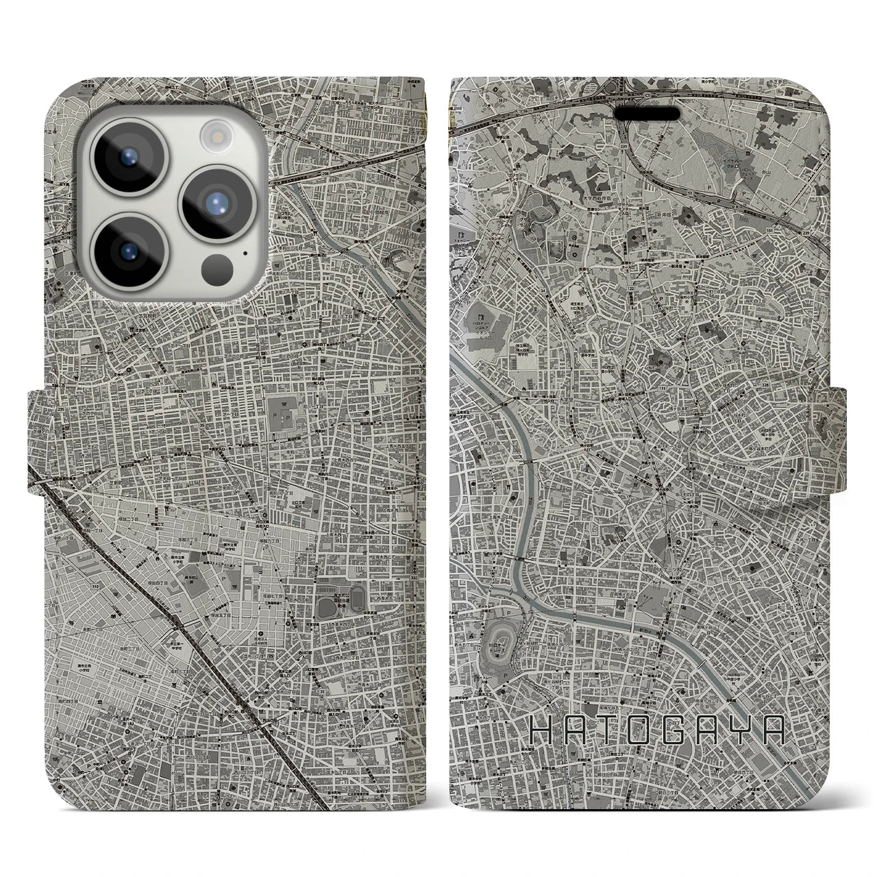 【鳩ヶ谷(埼玉県)】地図柄iPhoneケース(手帳タイプ)