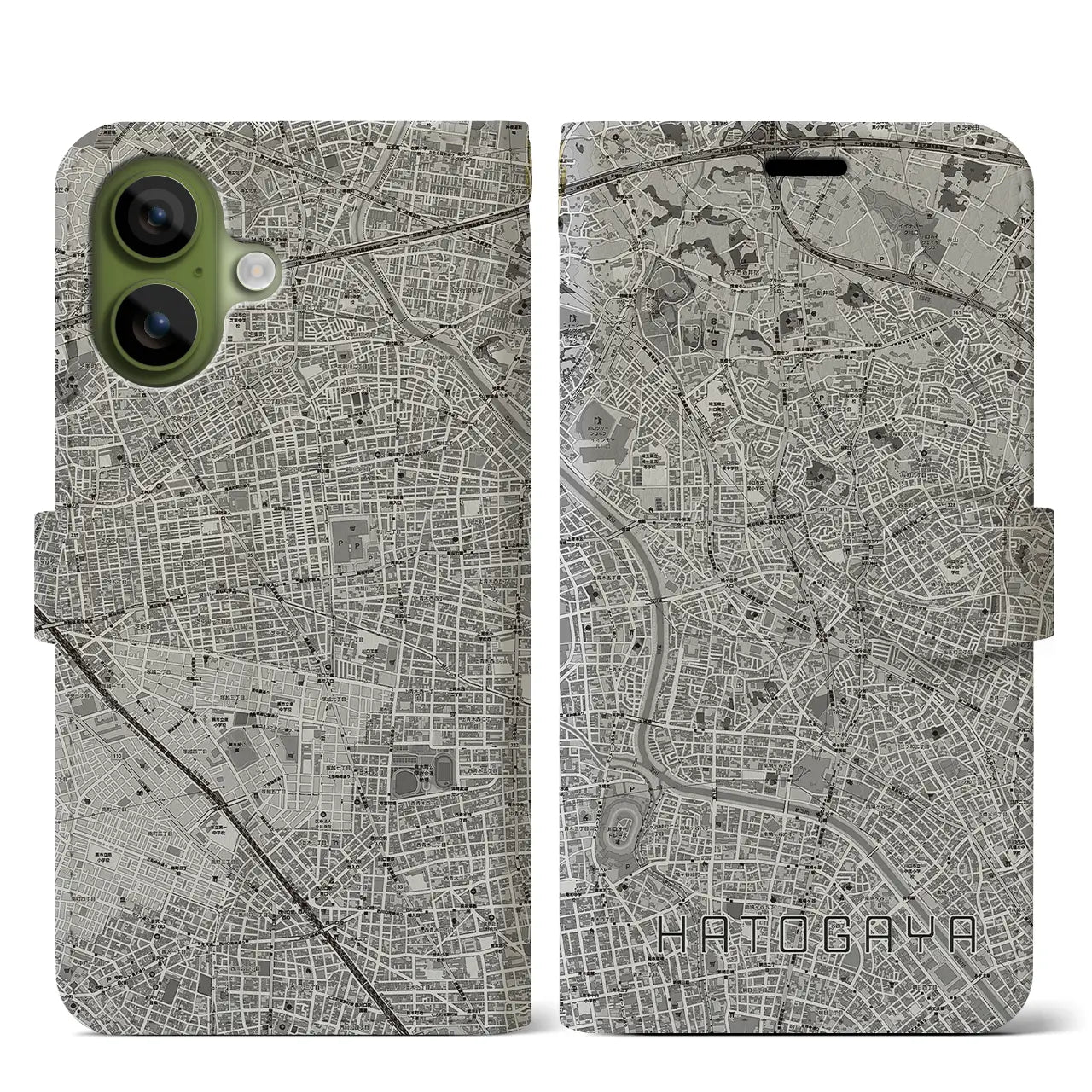 【鳩ヶ谷(埼玉県)】地図柄iPhoneケース(手帳タイプ)