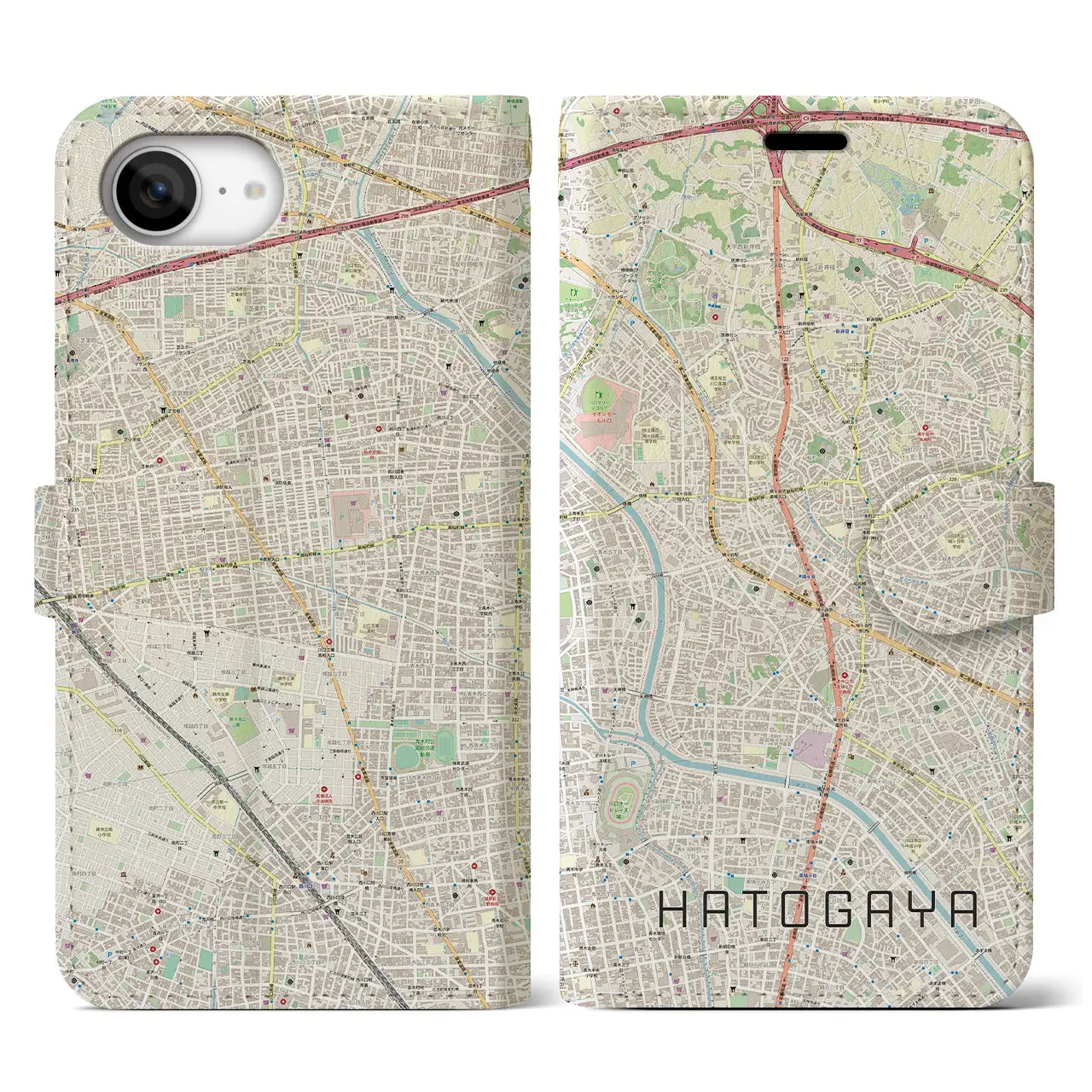 【鳩ヶ谷(埼玉県)】地図柄iPhoneケース(手帳タイプ)