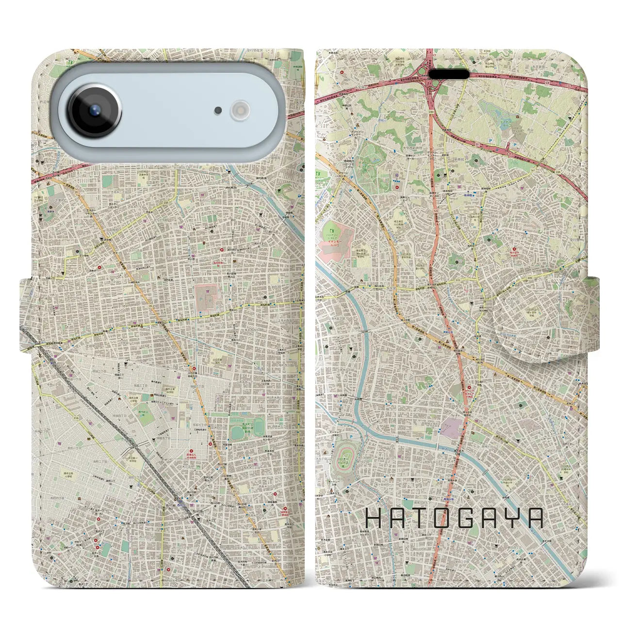 【鳩ヶ谷(埼玉県)】地図柄iPhoneケース(手帳タイプ)