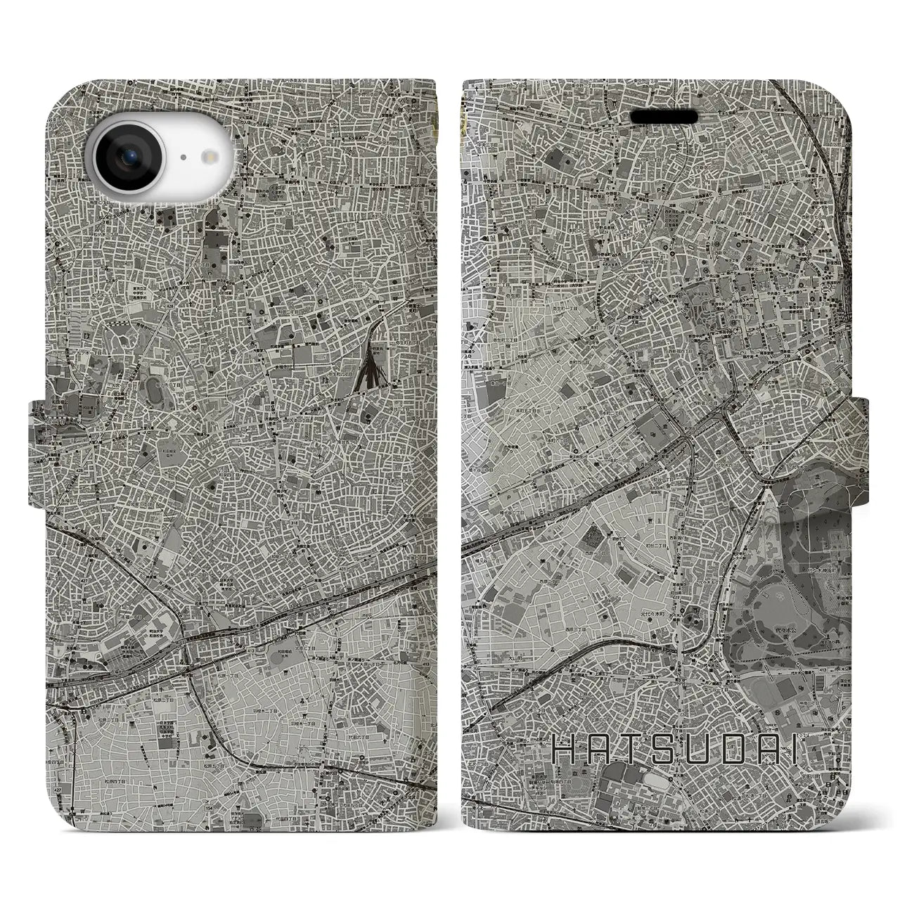 【初台(東京都)】地図柄iPhoneケース(手帳タイプ)