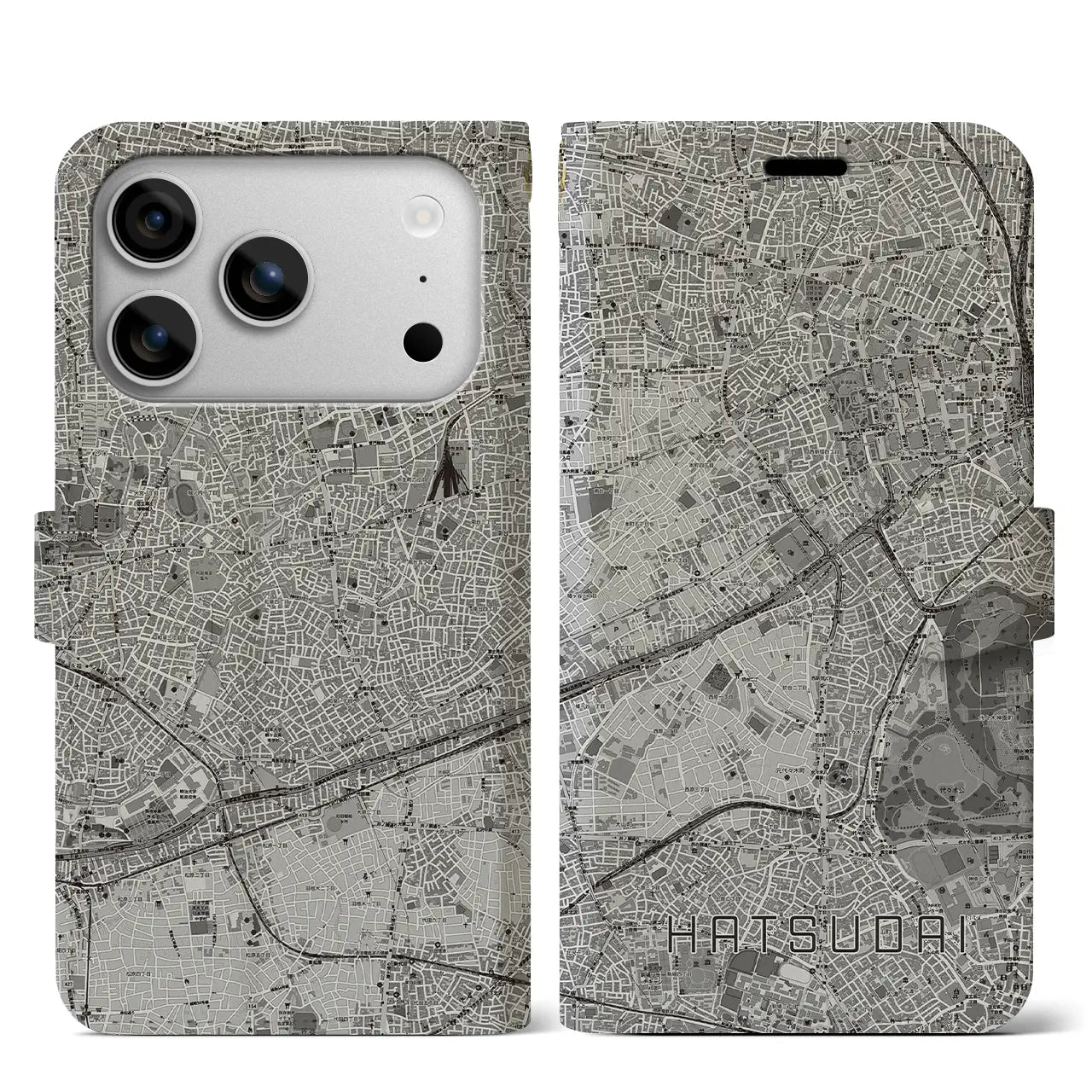 【初台(東京都)】地図柄iPhoneケース(手帳タイプ)