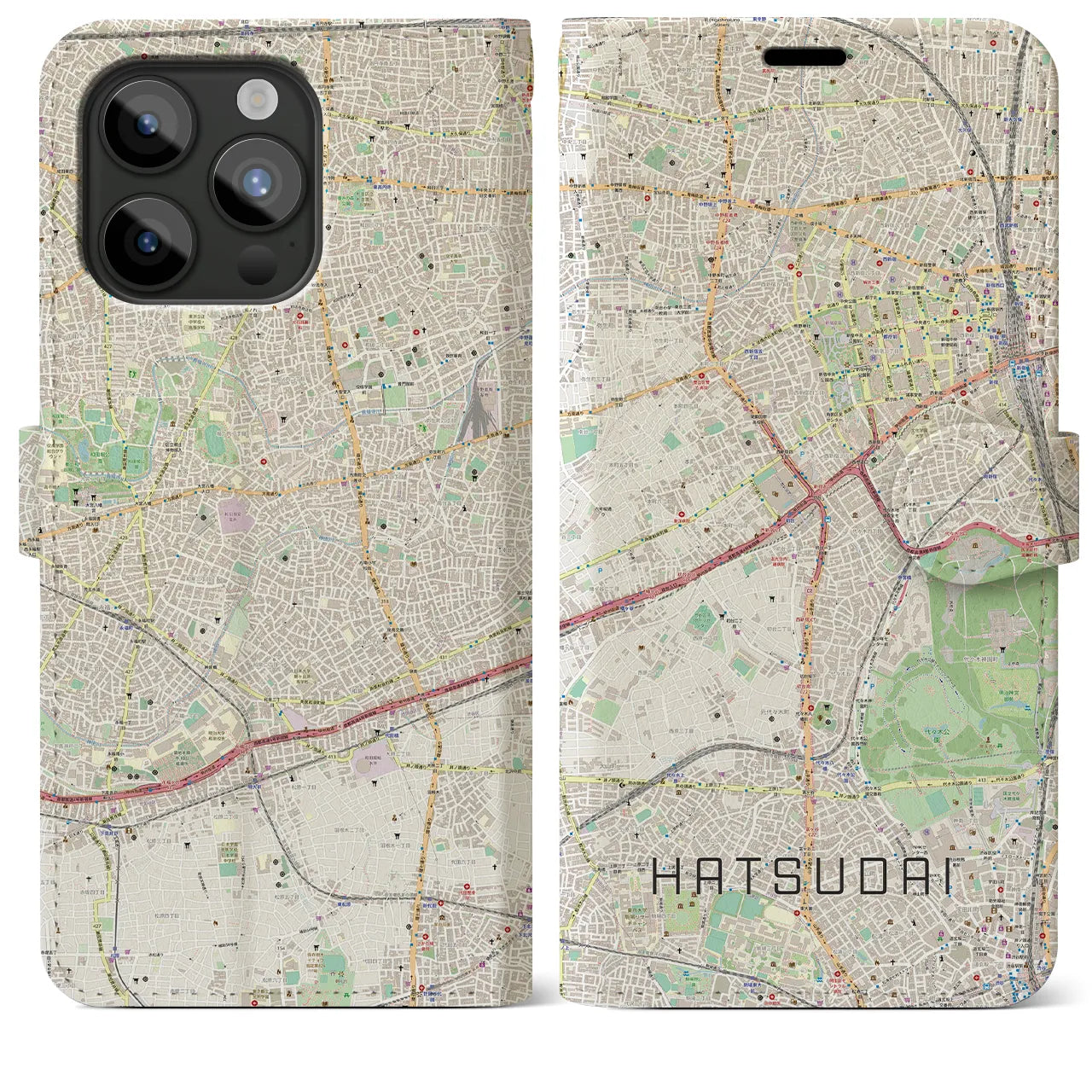 【初台(東京都)】地図柄iPhoneケース(手帳タイプ)