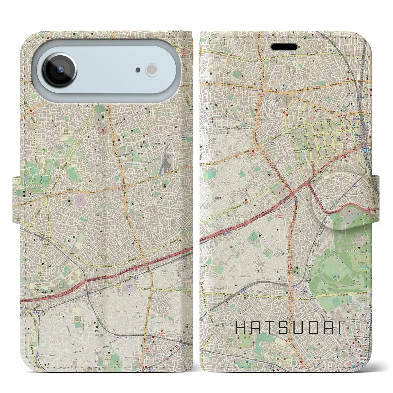 【初台(東京都)】地図柄iPhoneケース(手帳タイプ)