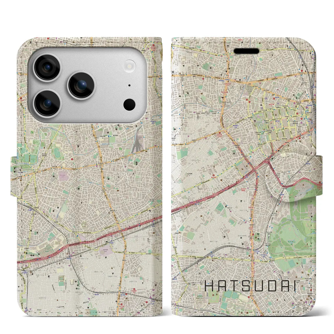 【初台(東京都)】地図柄iPhoneケース(手帳タイプ)