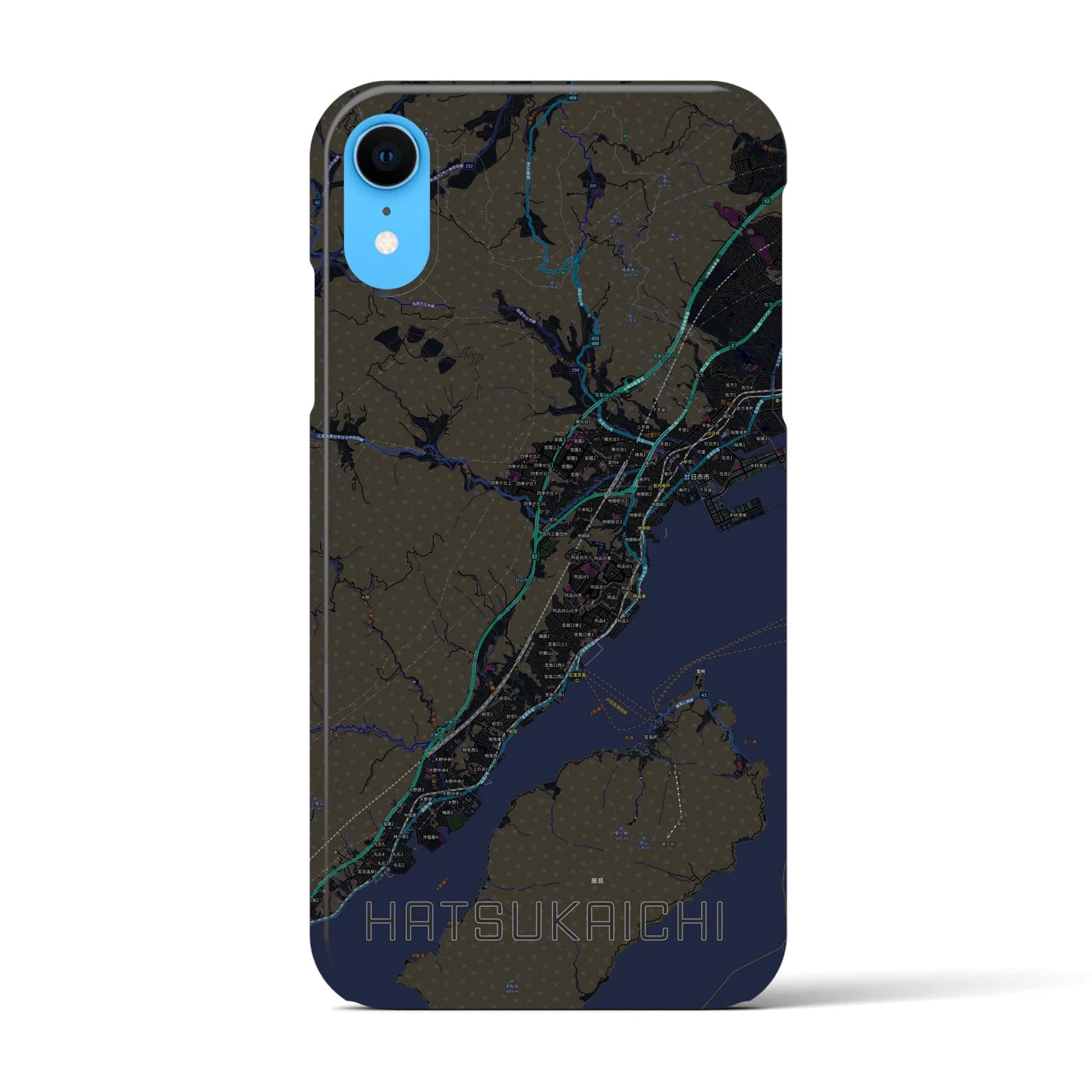 【廿日市(広島県)】地図柄iPhoneケース(バックカバータイプ)