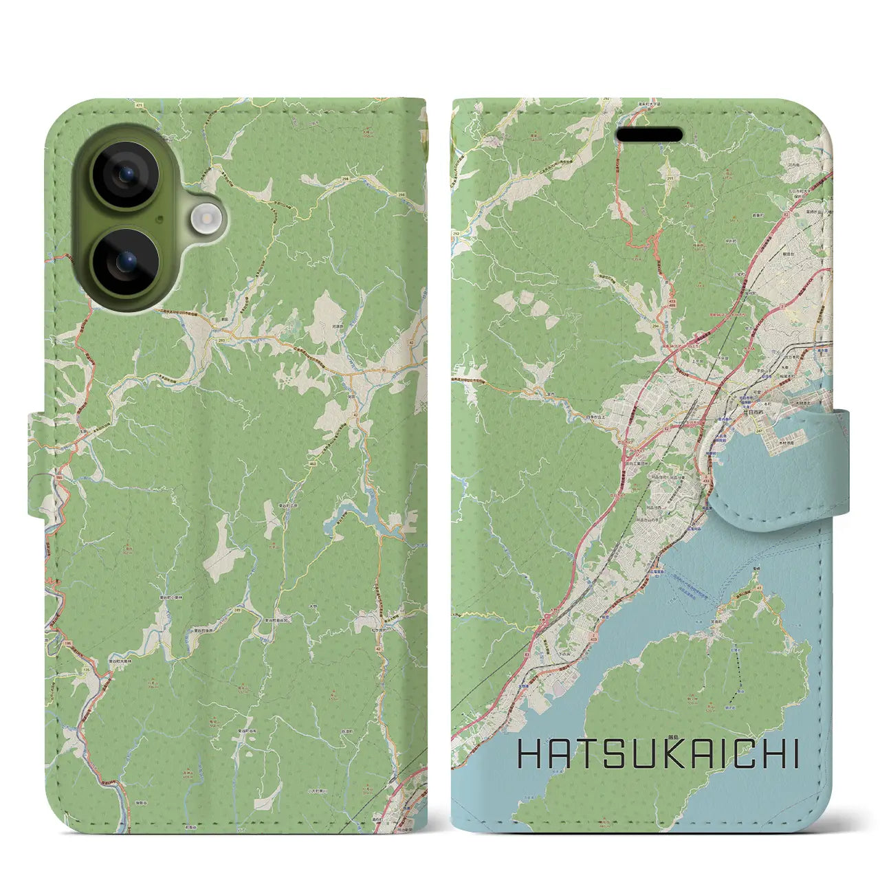 【廿日市(広島県)】地図柄iPhoneケース(手帳タイプ)ナチュラル・iPhone 17 Pro Max 用