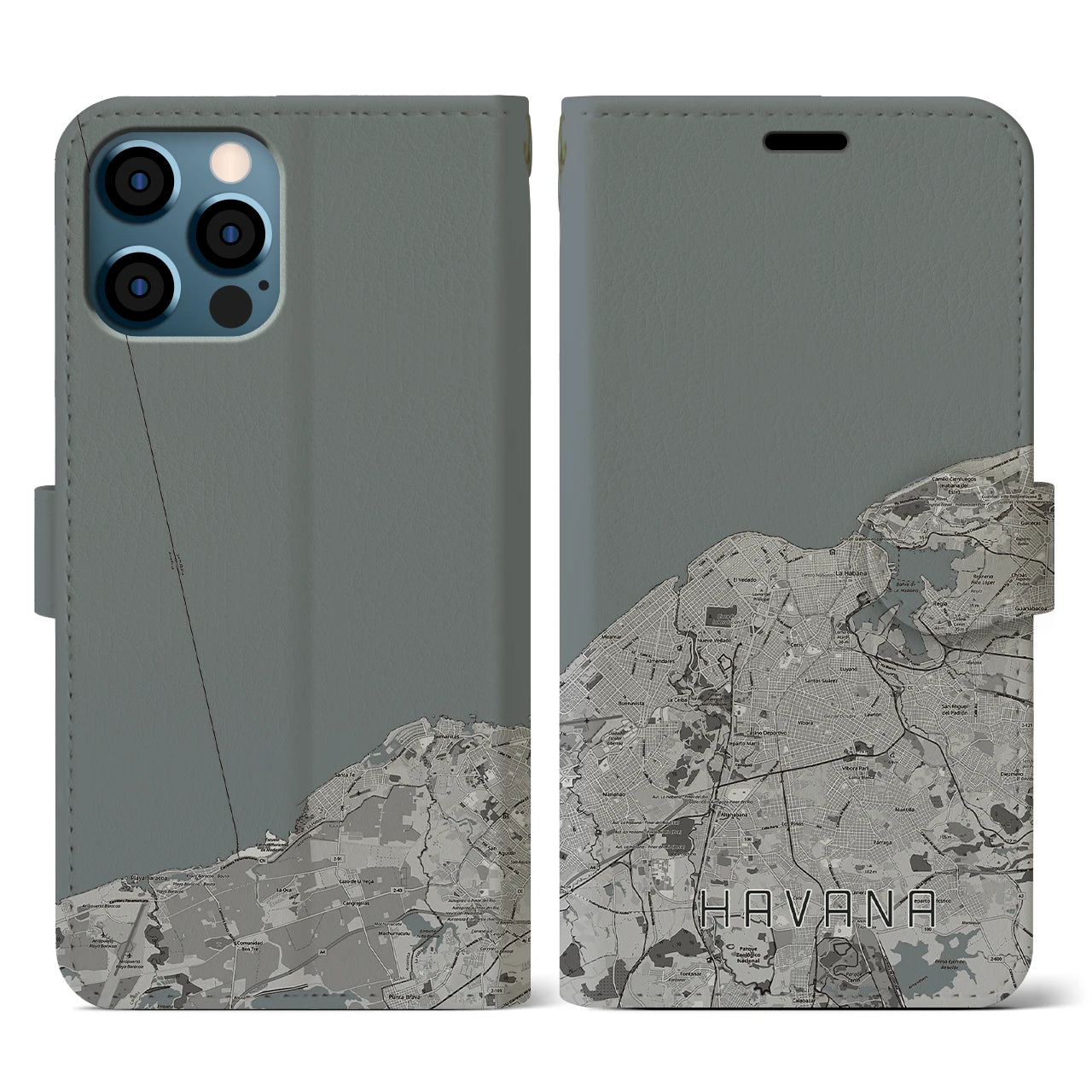 【ハバナ(キューバ)】地図柄iPhoneケース(手帳タイプ)