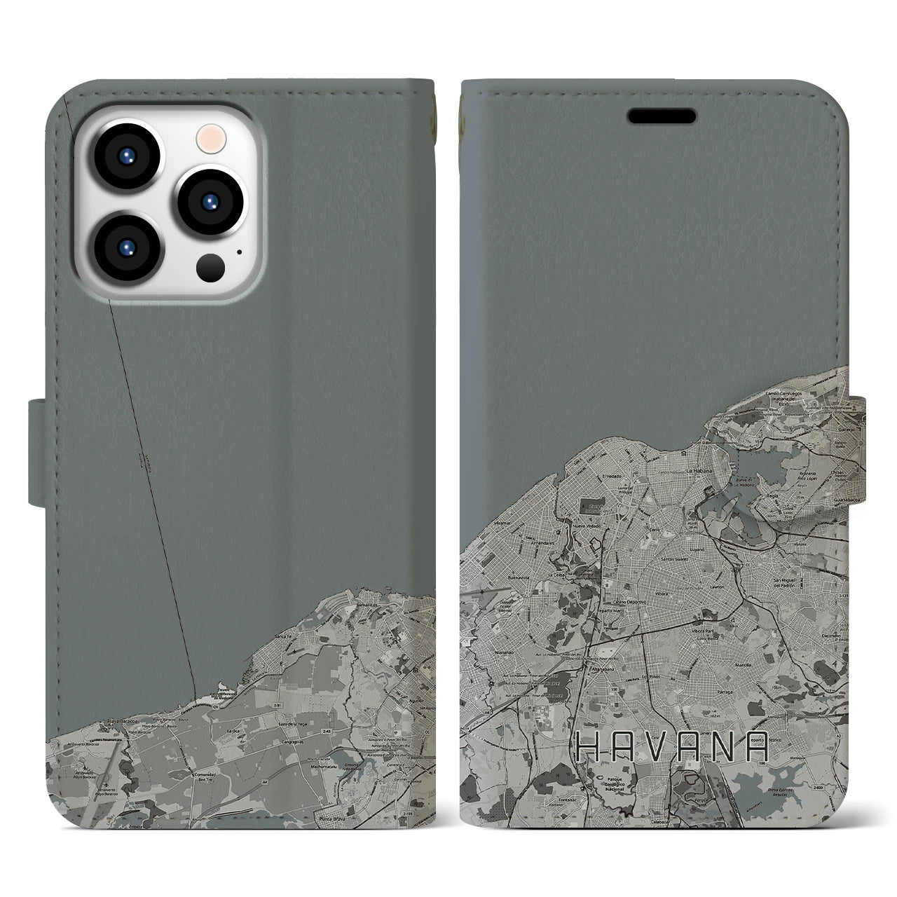 【ハバナ(キューバ)】地図柄iPhoneケース(手帳タイプ)