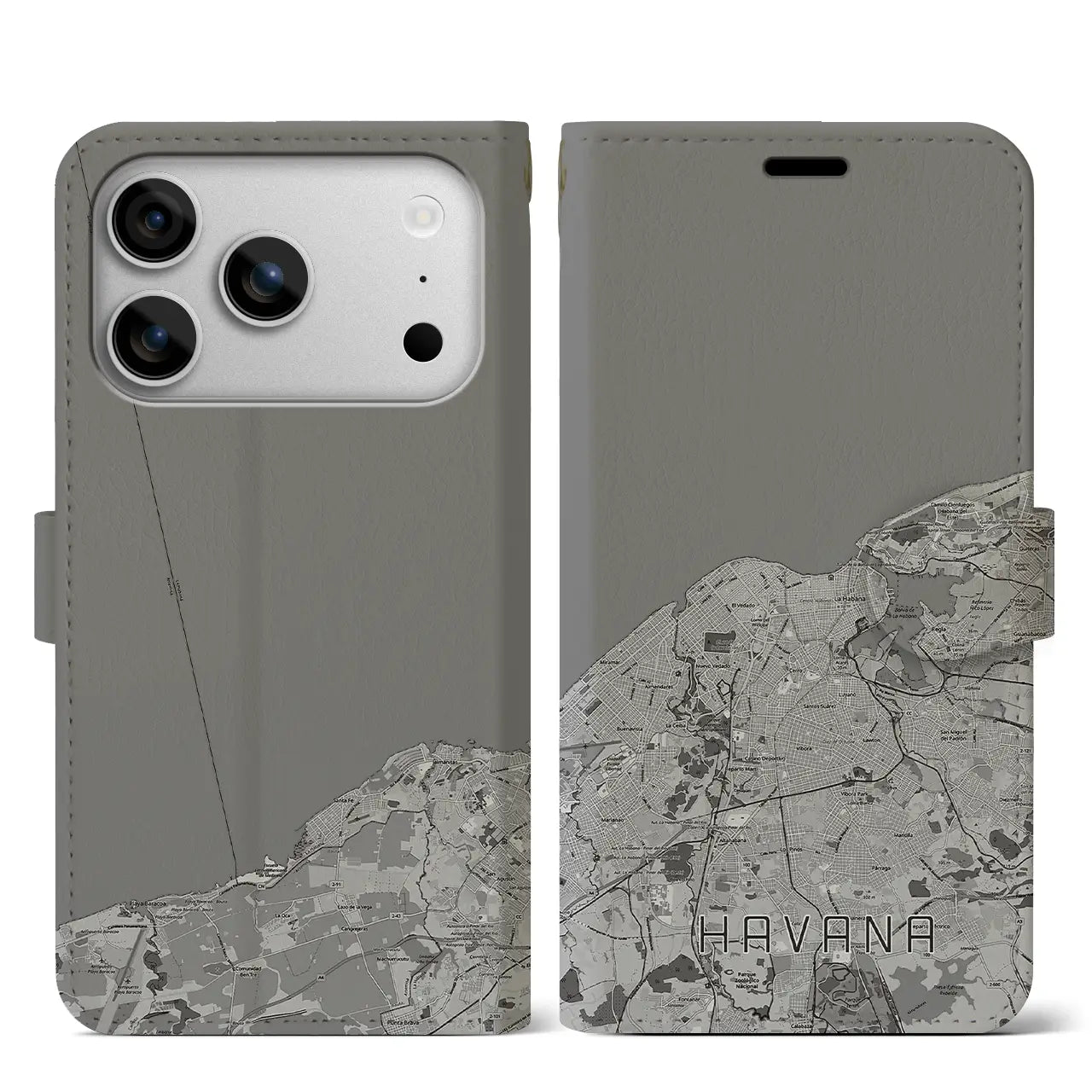 【ハバナ(キューバ)】地図柄iPhoneケース(手帳タイプ)