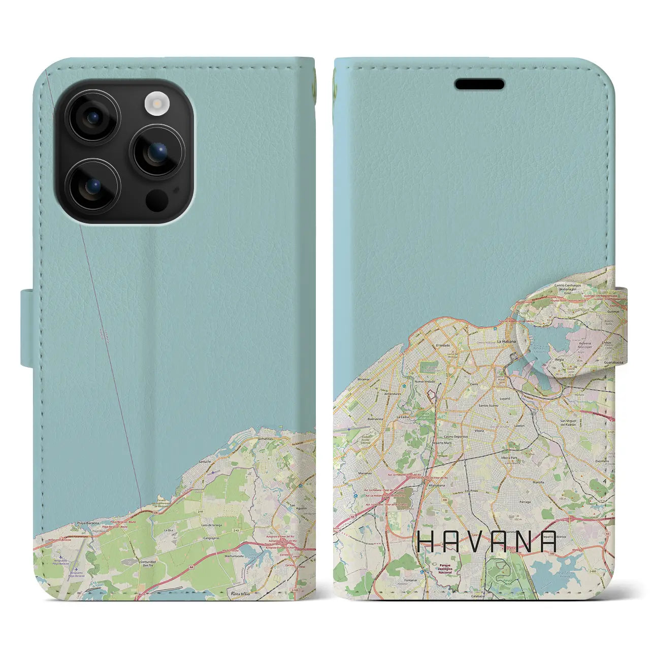 【ハバナ(キューバ)】地図柄iPhoneケース(手帳タイプ)ナチュラル・iPhone 16 用