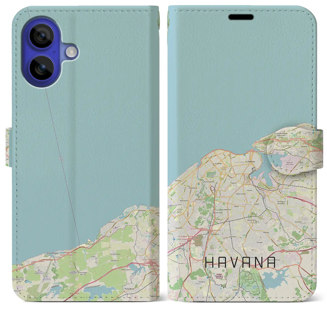 【ハバナ(キューバ)】地図柄iPhoneケース(手帳タイプ)ナチュラル・iPhone 16 Pro Max 用