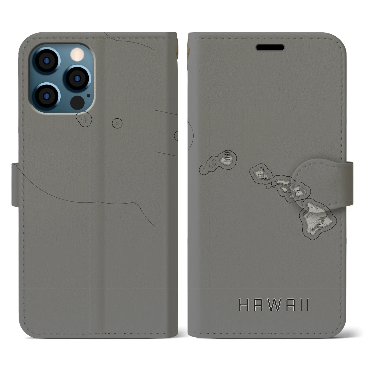 【ハワイ(アメリカ)】地図柄iPhoneケース(手帳タイプ)