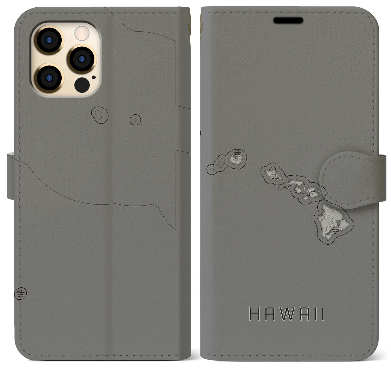 【ハワイ(アメリカ)】地図柄iPhoneケース(手帳タイプ)