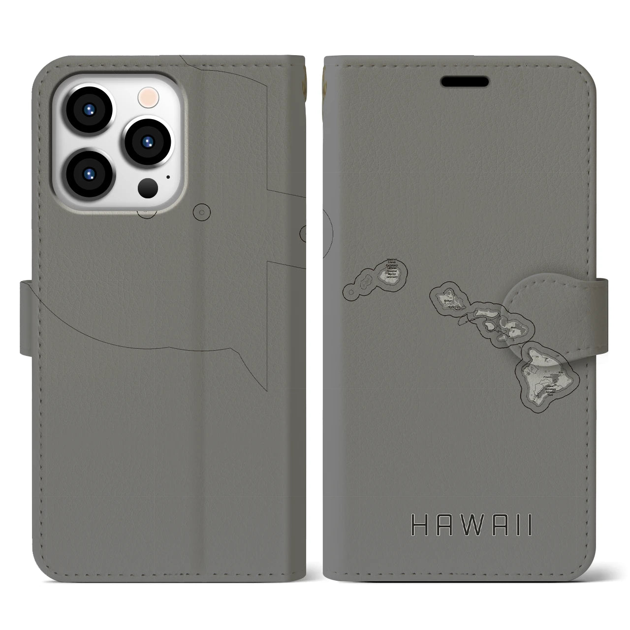 【ハワイ(アメリカ)】地図柄iPhoneケース(手帳タイプ)