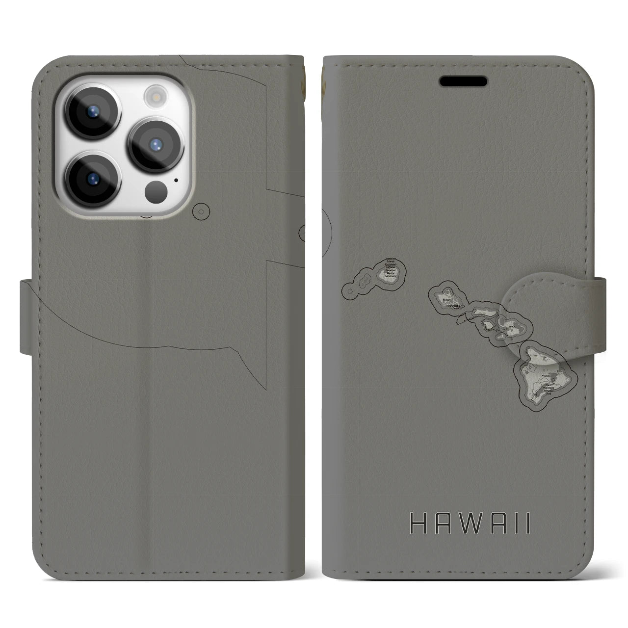 【ハワイ(アメリカ)】地図柄iPhoneケース(手帳タイプ)