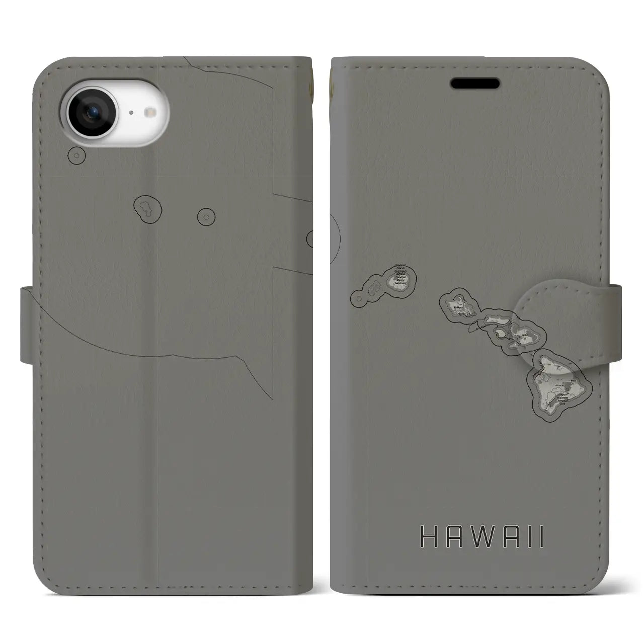 【ハワイ(アメリカ)】地図柄iPhoneケース(手帳タイプ)