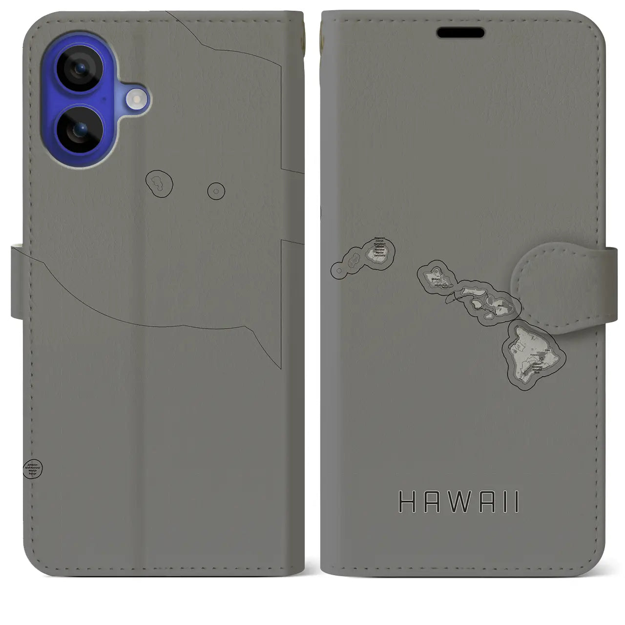 【ハワイ(アメリカ)】地図柄iPhoneケース(手帳タイプ)