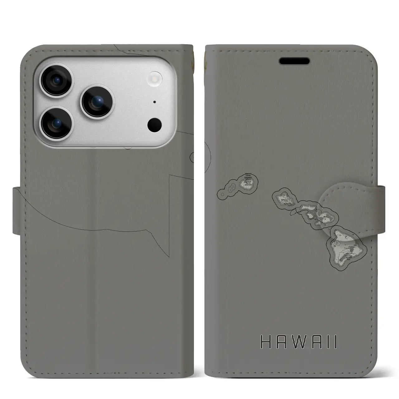 【ハワイ(アメリカ)】地図柄iPhoneケース(手帳タイプ)