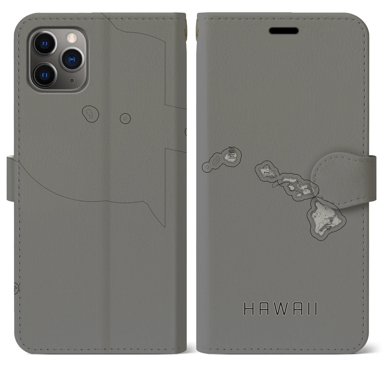 【ハワイ(アメリカ)】地図柄iPhoneケース(手帳タイプ)