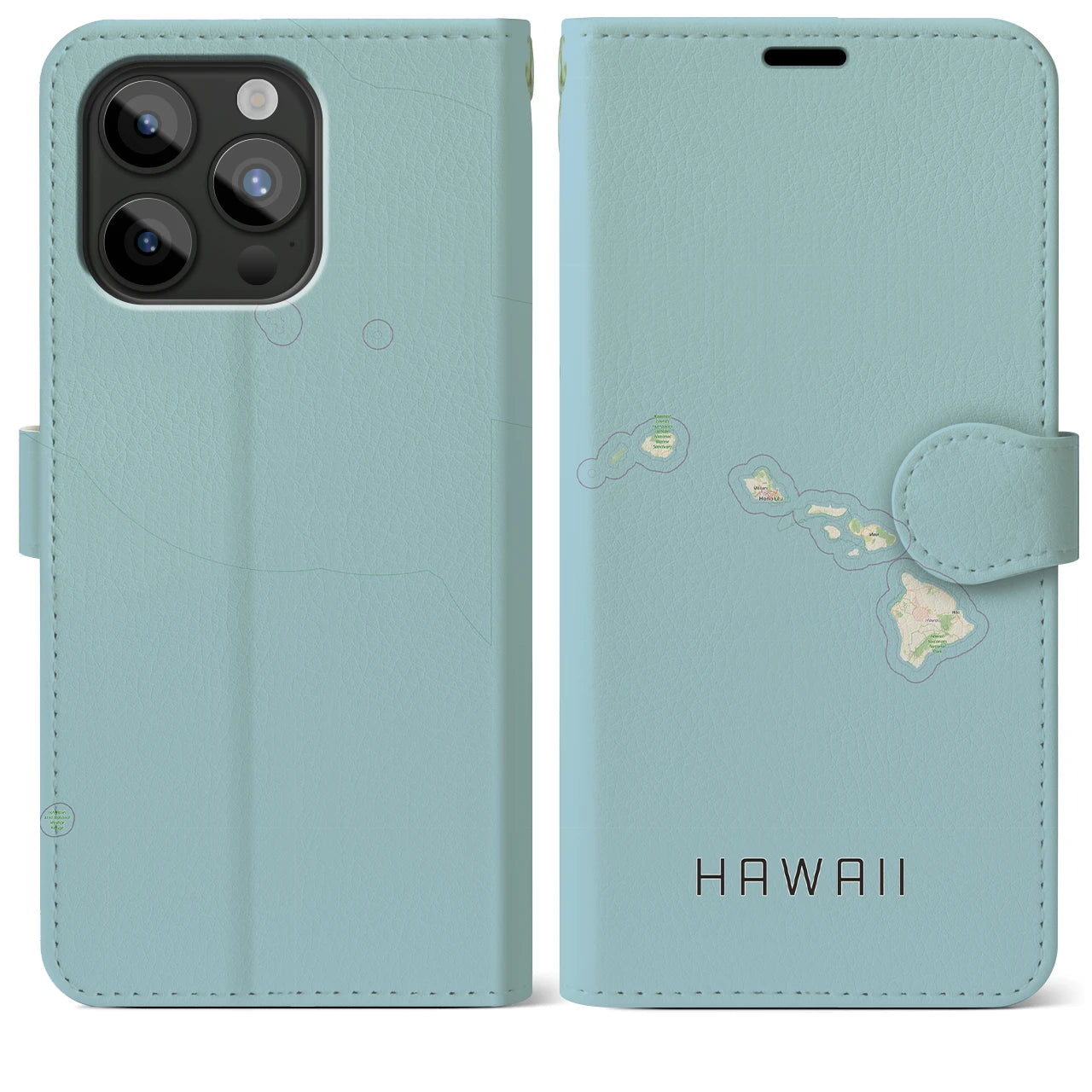 【ハワイ(アメリカ)】地図柄iPhoneケース(手帳タイプ)ナチュラル・iPhone 15 Pro Max 用