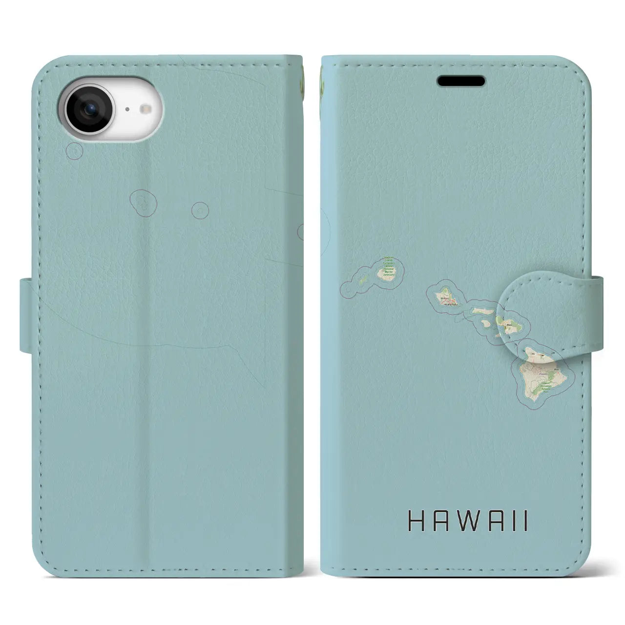 【ハワイ(アメリカ)】地図柄iPhoneケース(手帳タイプ)