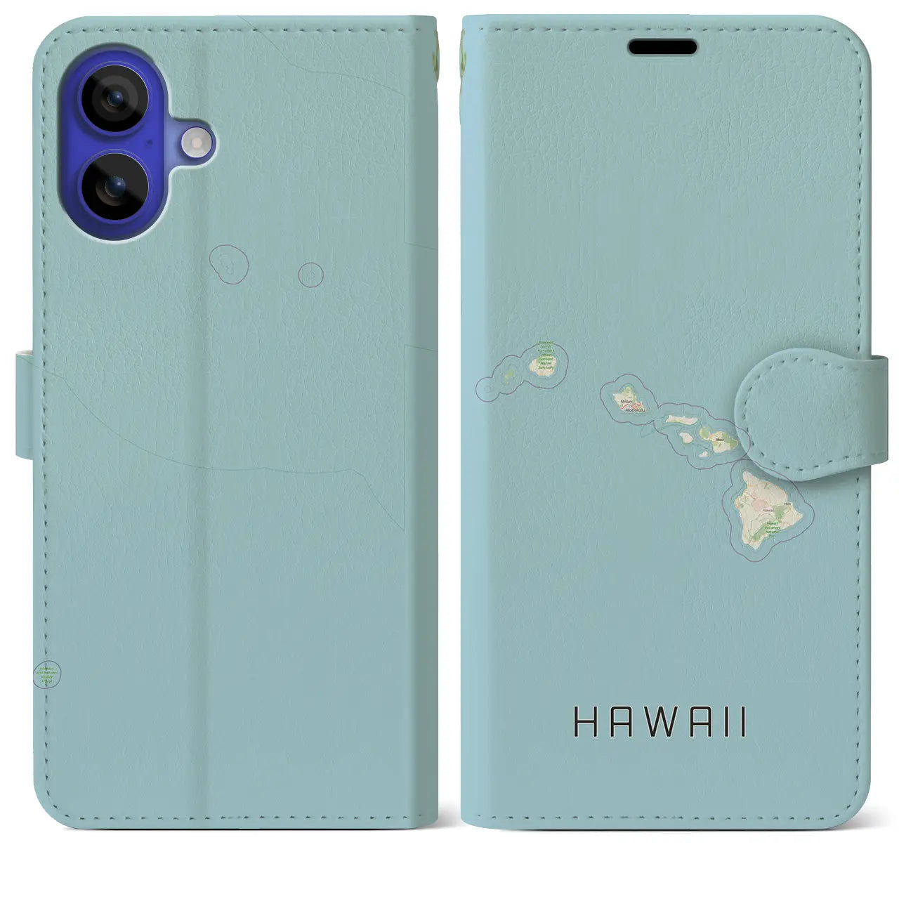 【ハワイ(アメリカ)】地図柄iPhoneケース(手帳タイプ)ナチュラル・iPhone 16 Pro Max 用