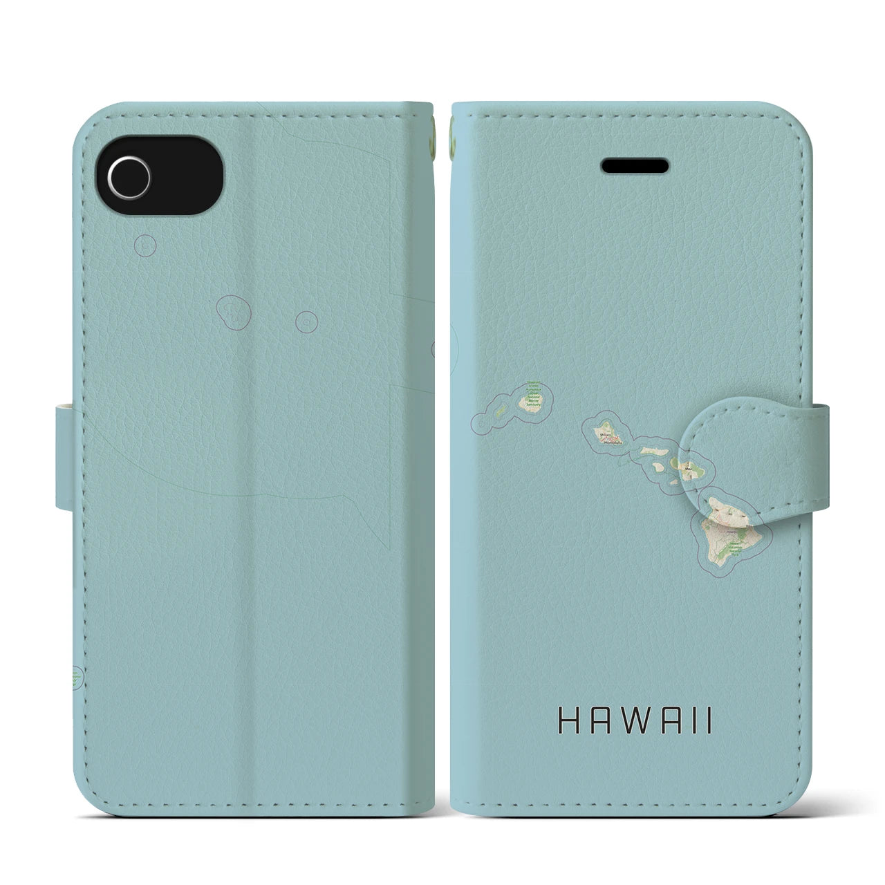 【ハワイ(アメリカ)】地図柄iPhoneケース(手帳タイプ)ナチュラル・iPhone SE(第3 / 第2世代) / 8 / 7 / 6s / 6 用