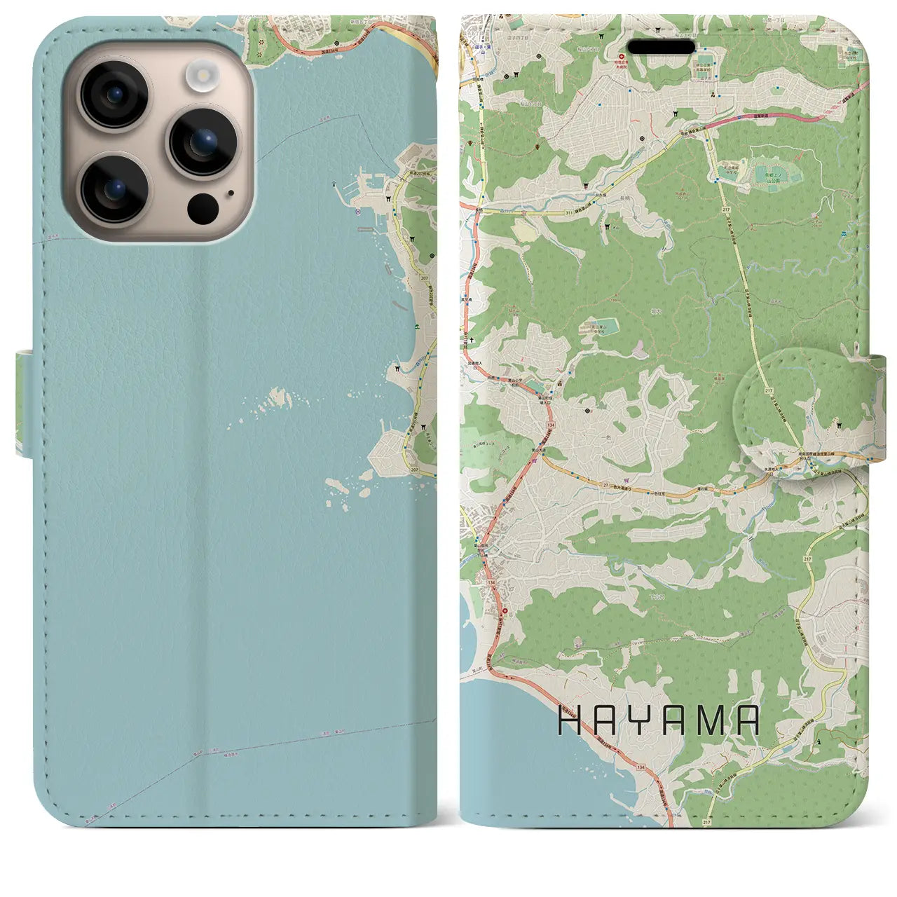 【葉山(神奈川県)】地図柄iPhoneケース(手帳タイプ)ナチュラル・iPhone 16 Plus 用