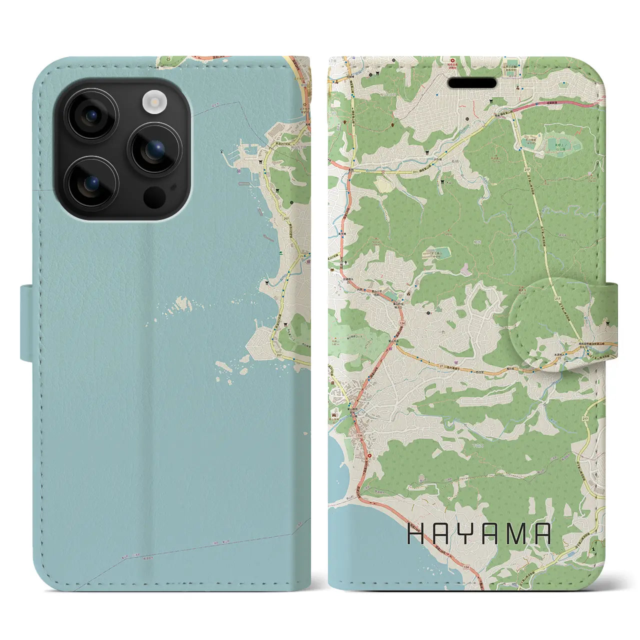 【葉山(神奈川県)】地図柄iPhoneケース(手帳タイプ)ナチュラル・iPhone 16 用
