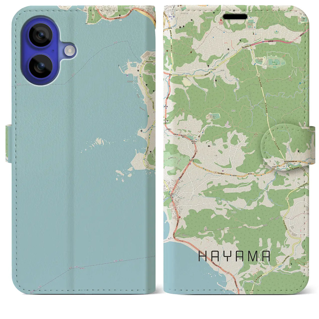 【葉山(神奈川県)】地図柄iPhoneケース(手帳タイプ)ナチュラル・iPhone 16 Pro Max 用