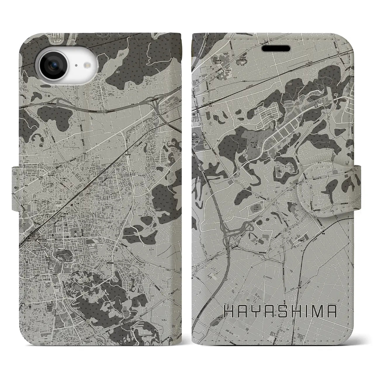 【早島(岡山県)】地図柄iPhoneケース(手帳タイプ)