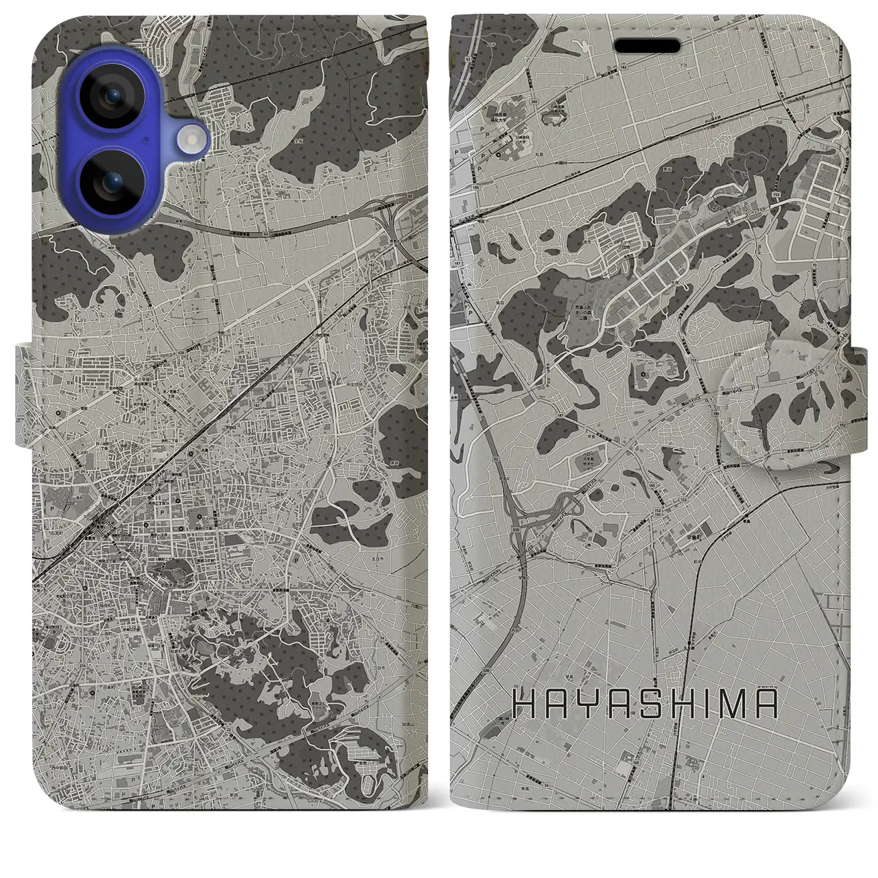 【早島(岡山県)】地図柄iPhoneケース(手帳タイプ)