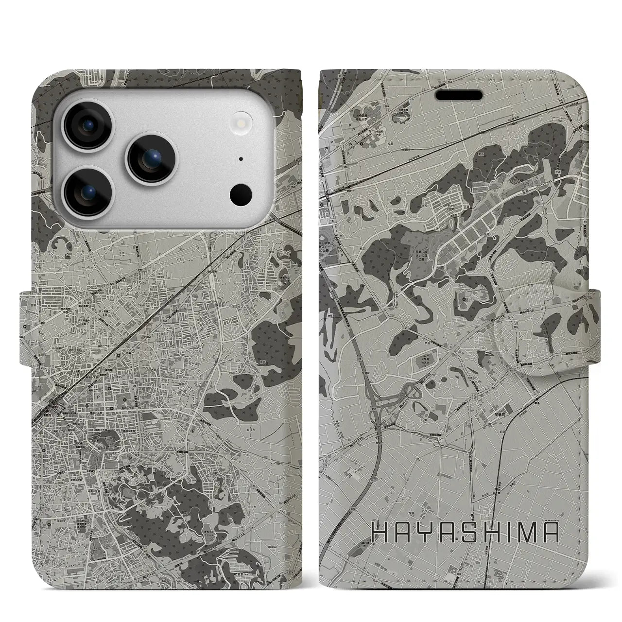 【早島(岡山県)】地図柄iPhoneケース(手帳タイプ)