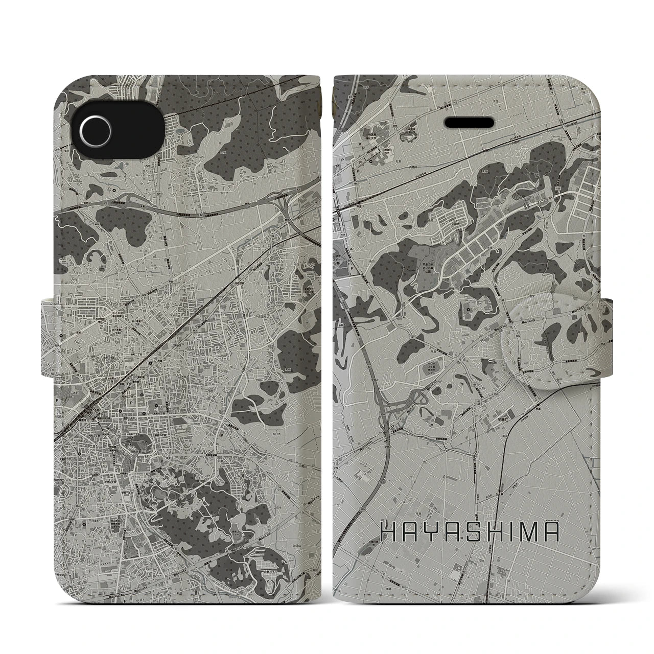 【早島(岡山県)】地図柄iPhoneケース(手帳タイプ)