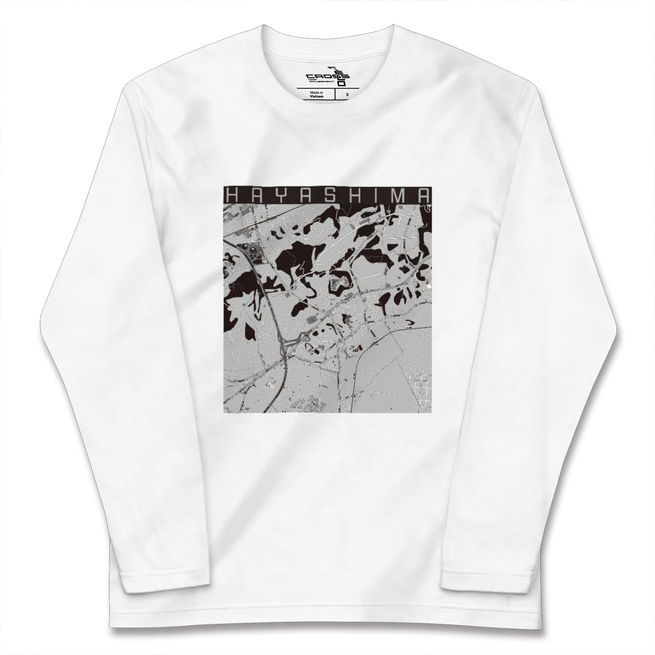 【早島(岡山県)】地図柄ロングスリーブTシャツ