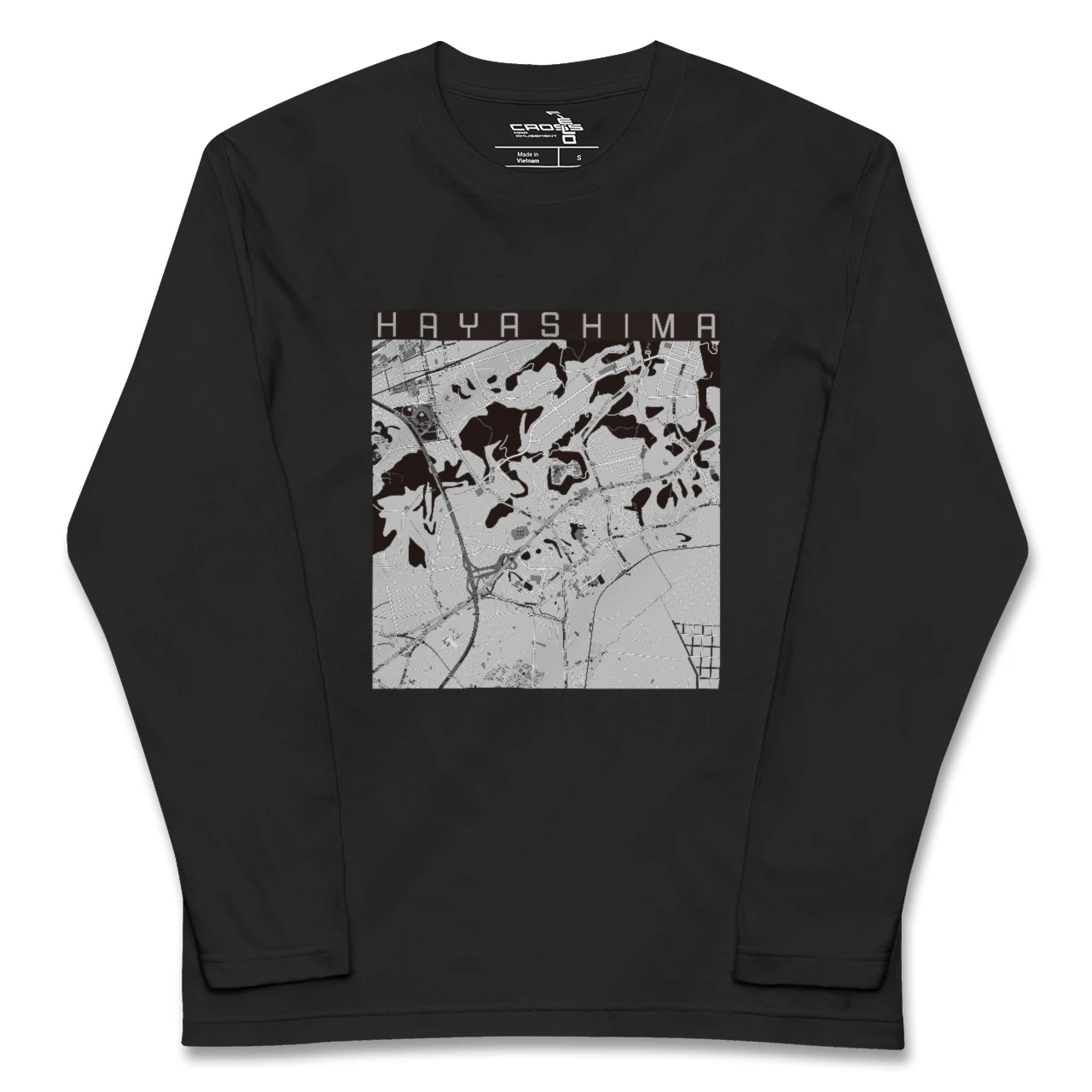 【早島(岡山県)】地図柄ロングスリーブTシャツ