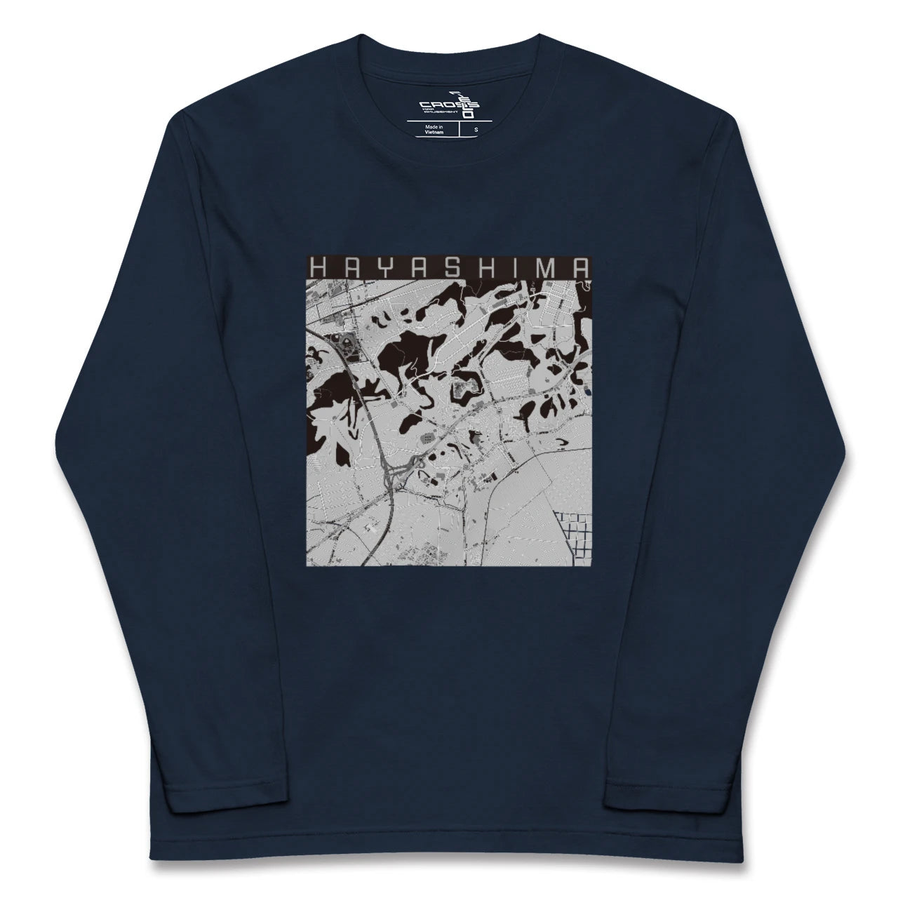 【早島(岡山県)】地図柄ロングスリーブTシャツ
