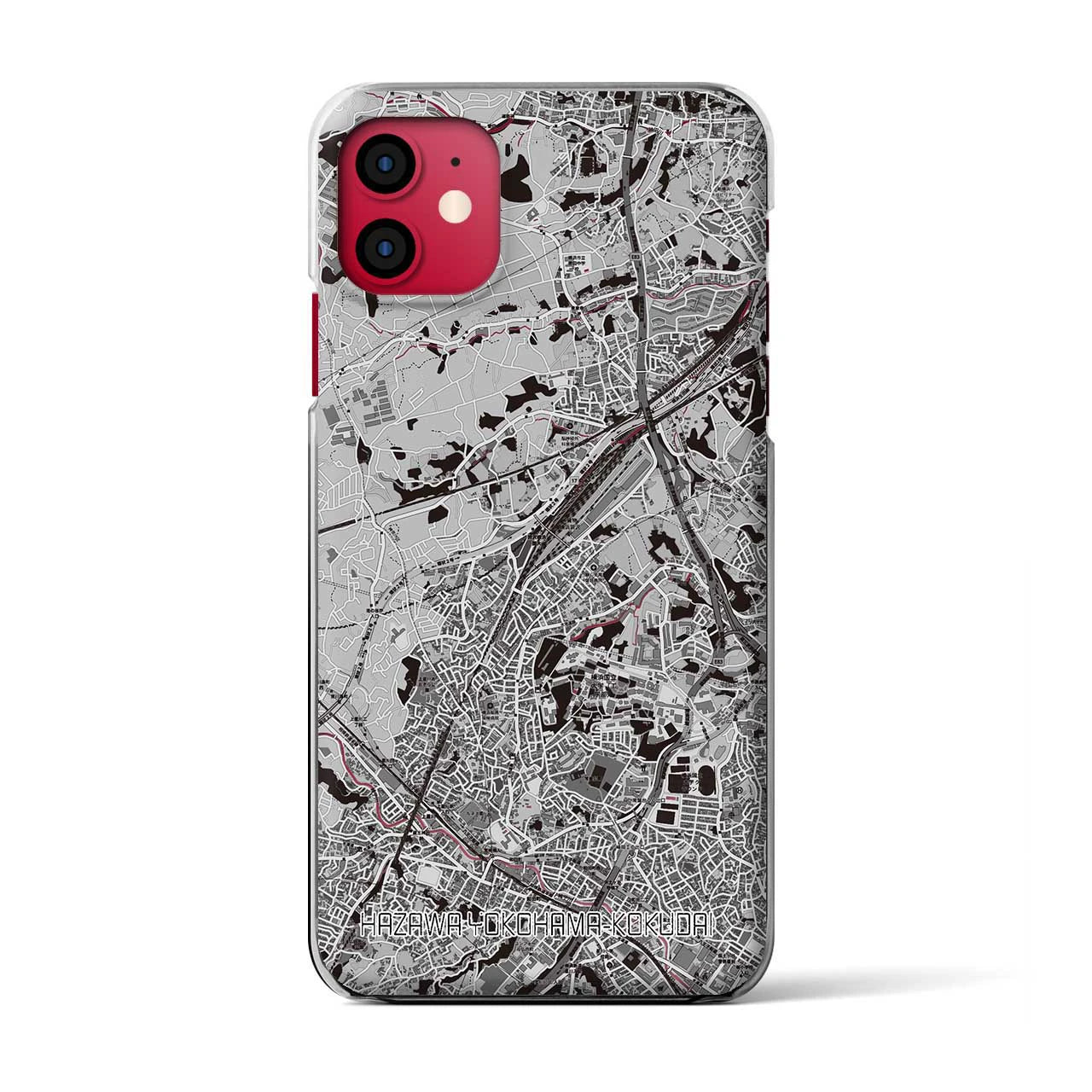 【羽沢横浜国大(神奈川県)】地図柄iPhoneケース(クリアタイプ)モノトーン・iPhone 11 用