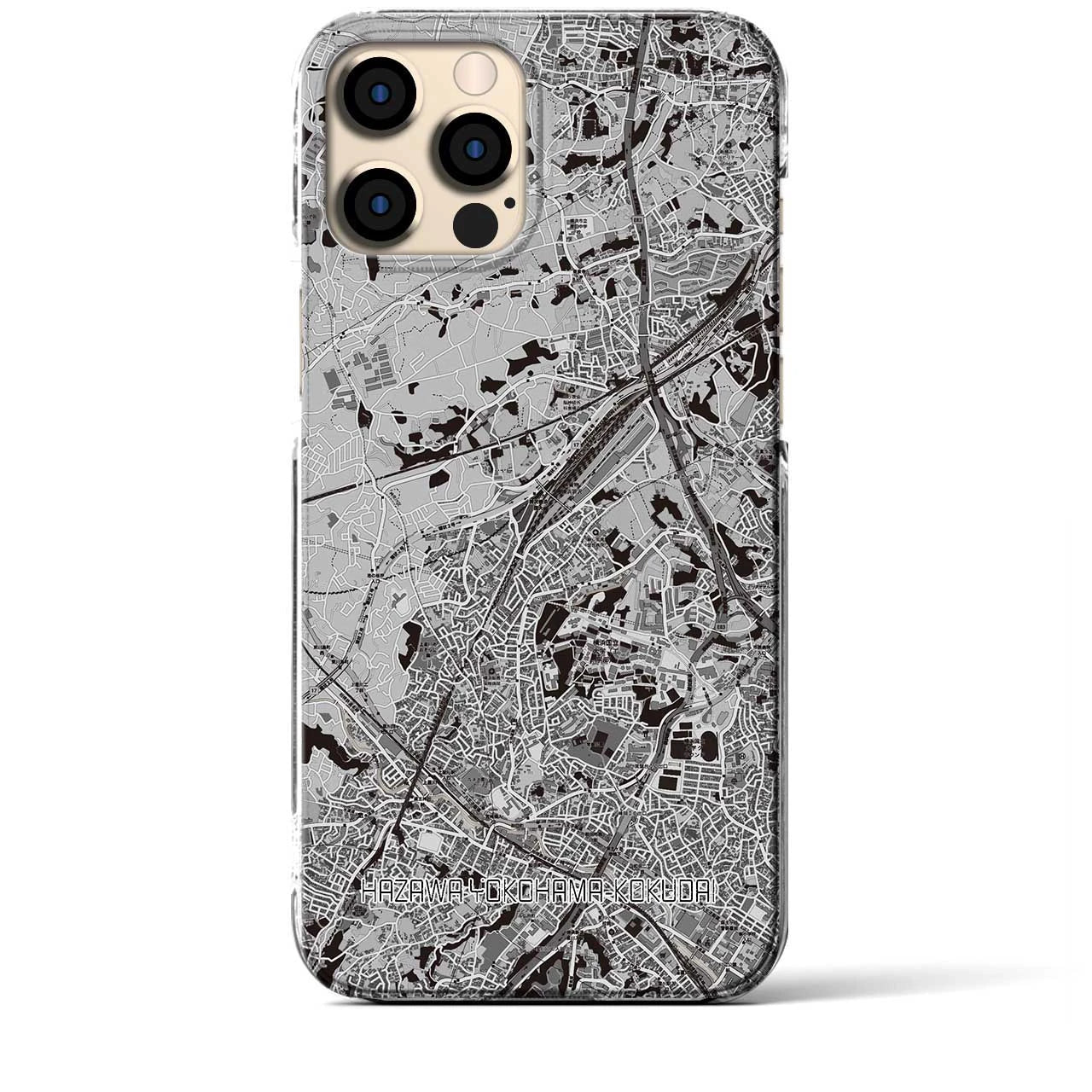 【羽沢横浜国大(神奈川県)】地図柄iPhoneケース(クリアタイプ)モノトーン・iPhone 12 Pro Max 用