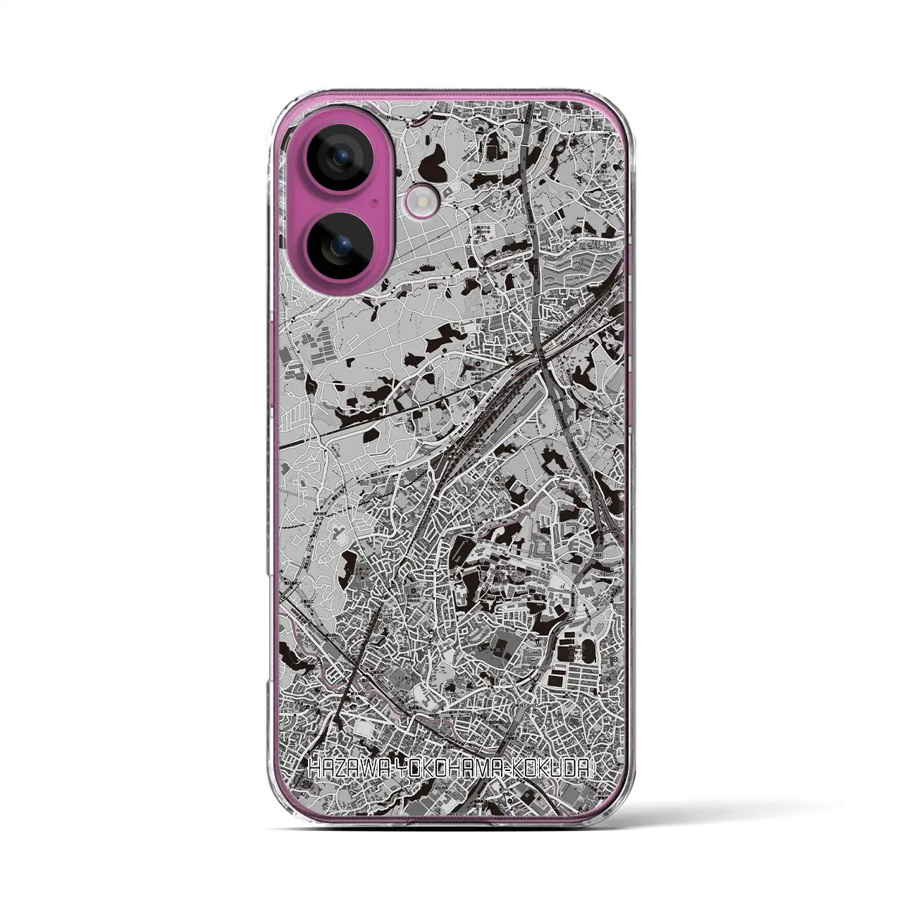 【羽沢横浜国大(神奈川県)】地図柄iPhoneケース(クリアタイプ)モノトーン・iPhone 16 Pro 用