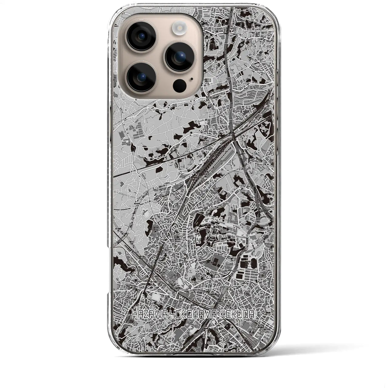 【羽沢横浜国大(神奈川県)】地図柄iPhoneケース(クリアタイプ)モノトーン・iPhone 16 Plus 用