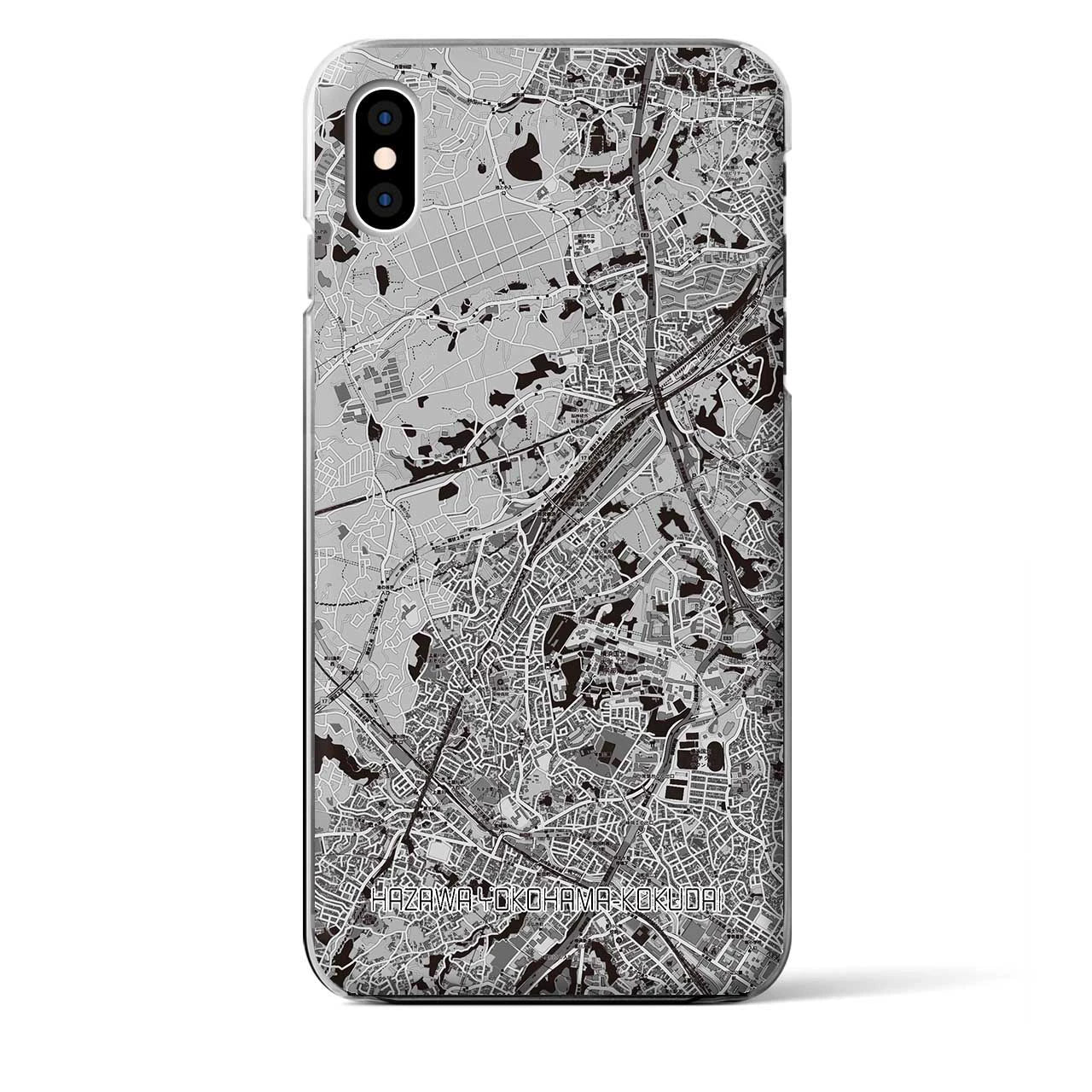 【羽沢横浜国大(神奈川県)】地図柄iPhoneケース(クリアタイプ)モノトーン・iPhone XS Max 用
