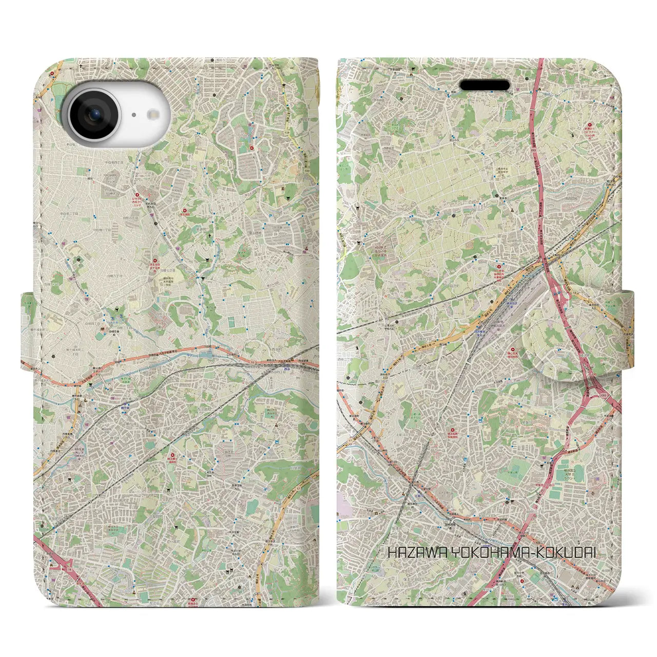 【羽沢横浜国大(神奈川県)】地図柄iPhoneケース(手帳タイプ)