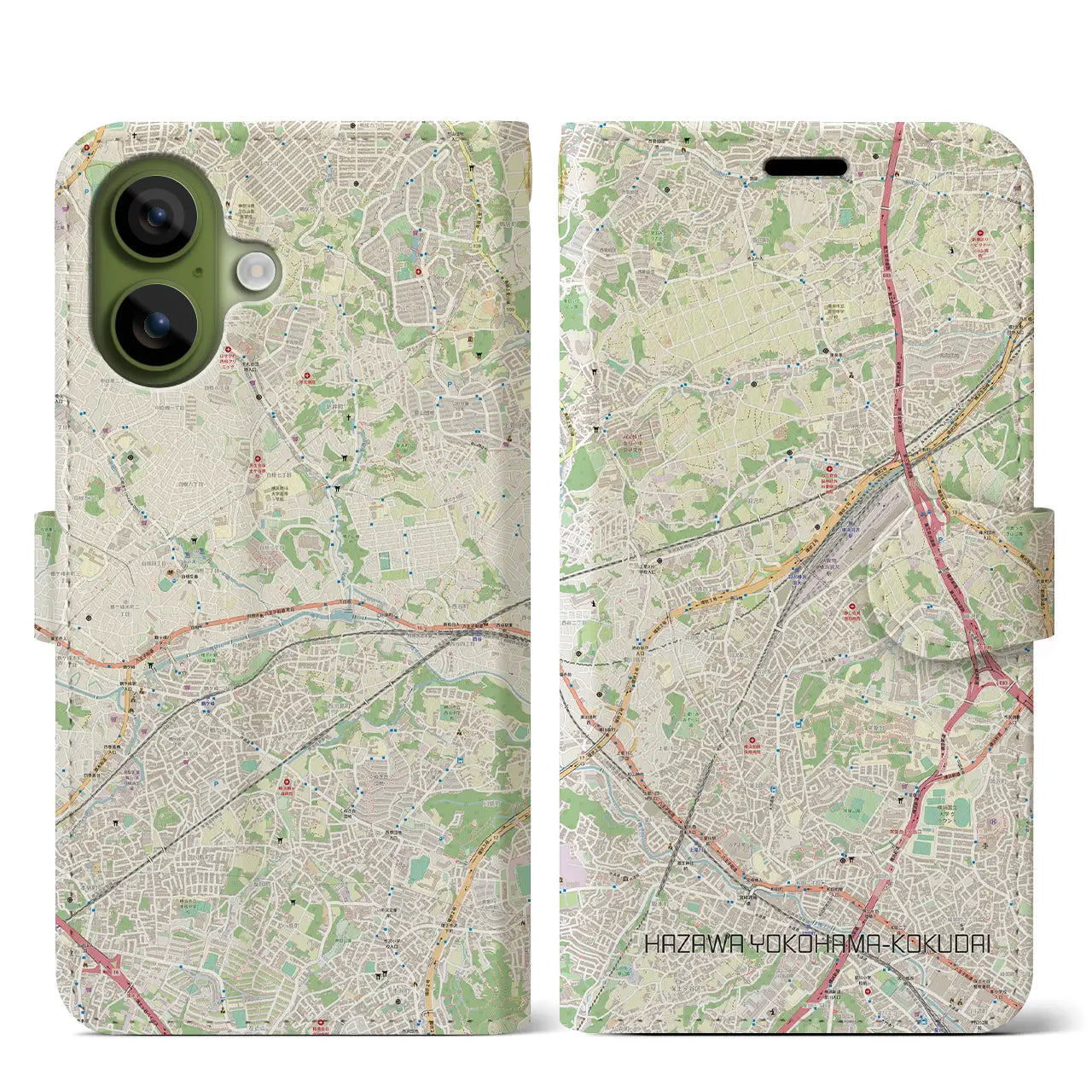 【羽沢横浜国大(神奈川県)】地図柄iPhoneケース(手帳タイプ)