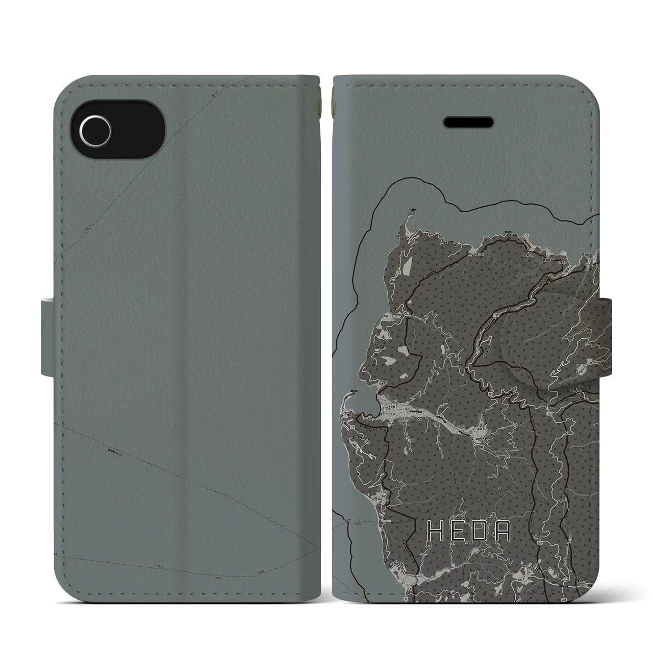 【戸田(静岡県)】地図柄iPhoneケース(手帳タイプ)モノトーン・iPhone SE(第3 / 第2世代) / 8 / 7 / 6s / 6 用