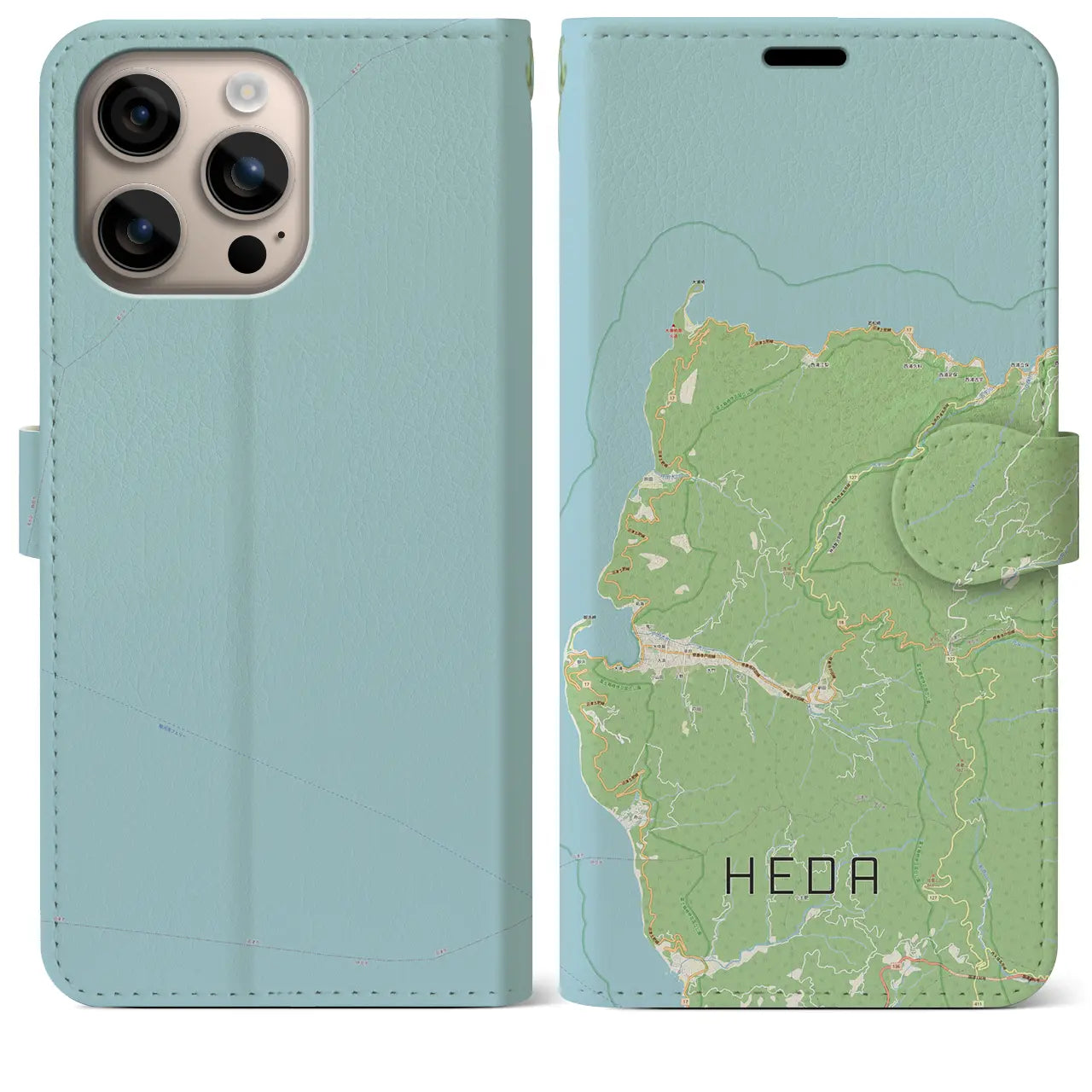 【戸田(静岡県)】地図柄iPhoneケース(手帳タイプ)ナチュラル・iPhone 16 Plus 用